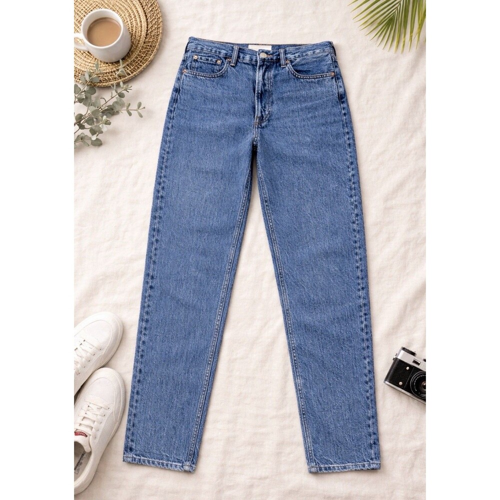Everlane Relaxed Straight Jeans 27 Long Button Fly Organic Cotton 32x30 Measured
